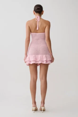 Vestido de punto de ganchillo Carrisa – Rosa bebé