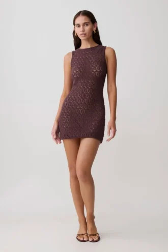 Vestido de punto de ganchillo Cherly – Chocolate