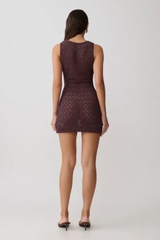 Vestido de punto de ganchillo Cherly – Chocolate