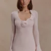 Vestido de punto de manga larga Samira – Rosa brumoso Vestido de punto de manga larga Samira – Rosa brumoso