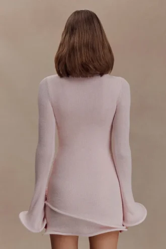 Vestido de punto de manga larga Samira – Rosa brumoso