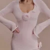 Vestido de punto de manga larga Samira – Rosa brumoso Vestido de punto de manga larga Samira – Rosa brumoso