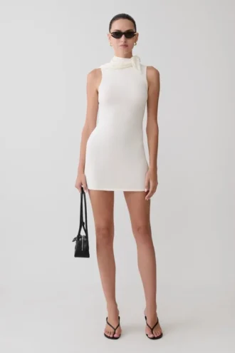 Vestido de punto tipo bufanda Amilee – Marfil