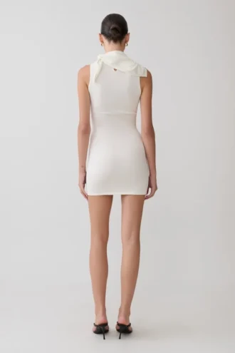 Vestido de punto tipo bufanda Amilee – Marfil
