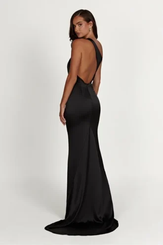 Vestido de un solo hombro Harper – Negro