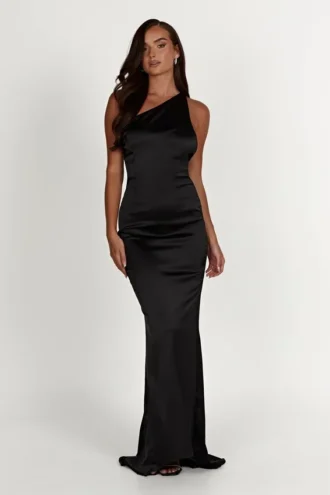 Vestido de un solo hombro Harper – Negro
