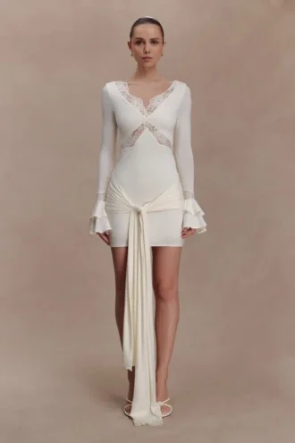 Vestido Electra de encaje fluido – Marfil