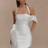 Vestido floral Claudine de tafetán – Blanco