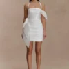 Vestido floral Claudine de tafetán – Blanco