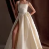 Vestido fruncido Carla – Crema marfil Vestido fruncido Carla – Crema marfil