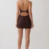 Vestido fruncido de neopreno Anari – Chocolate oscuro