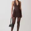 Vestido fruncido de neopreno Anari – Chocolate oscuro