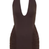 Vestido fruncido de neopreno Anari – Chocolate oscuro