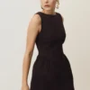 Vestido Hallie con cuello barco – Rayas diplomáticas ciruela