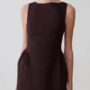 Vestido Hallie con cuello barco – Rayas diplomáticas ciruela