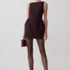 Vestido Hallie con cuello barco – Rayas diplomáticas ciruela