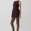 Vestido Hallie con cuello barco – Rayas diplomáticas ciruela