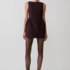 Vestido Hallie con cuello barco – Rayas diplomáticas ciruela