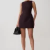 Vestido Hallie con cuello barco – Rayas diplomáticas ciruela