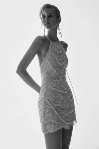 Vestido halter Adora Pearl – Blanco