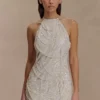 Vestido halter Adora Pearl – Blanco