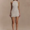 Vestido halter Adora Pearl – Blanco