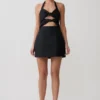 Vestido halter con detalle de lazo Ella – Negro