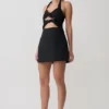 Vestido halter con detalle de lazo Ella – Negro