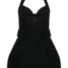 Vestido halter con detalle de lazo Ella – Negro