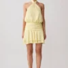 Vestido halter de satén Poppy – Limón Vestido halter de satén Poppy – Limón