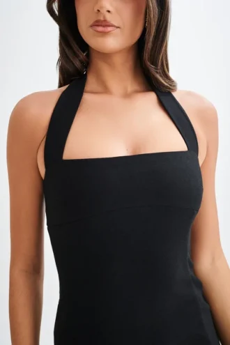 Vestido halter de traje Amelita – Negro