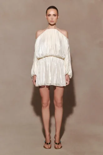 Vestido halter Minna – Blanco ópalo