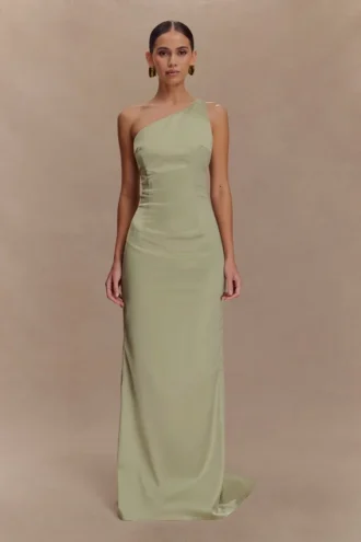 Vestido Harper de un solo hombro – Salvia