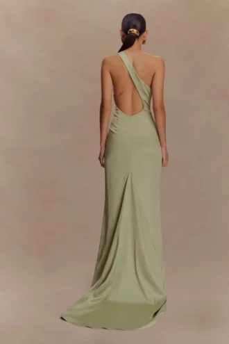 Vestido Harper de un solo hombro – Salvia