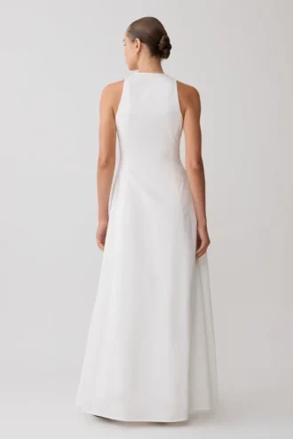 Vestido largo abotonado Sienna – Blanco