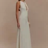 Vestido largo ajustado Beryl con perlas – Marfil Vestido largo ajustado Beryl con perlas – Marfil
