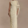 Vestido largo ajustado con fruncidos Amandine – Limón