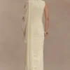 Vestido largo ajustado con fruncidos Amandine – Limón