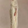 Vestido largo ajustado con fruncidos Amandine – Limón