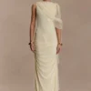 Vestido largo ajustado con fruncidos Amandine – Limón