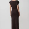 Vestido largo ajustado con lazo y mangas cortas Maiara – Chocolate Vestido largo ajustado con lazo y mangas cortas Maiara – Chocolate