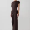 Vestido largo ajustado con lazo y mangas cortas Maiara – Chocolate Vestido largo ajustado con lazo y mangas cortas Maiara – Chocolate