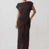 Vestido largo ajustado con lazo y mangas cortas Maiara – Chocolate Vestido largo ajustado con lazo y mangas cortas Maiara – Chocolate