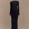 Vestido largo ajustado de manga larga Louisa – Negro Vestido largo ajustado de manga larga Louisa – Negro