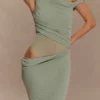 Vestido largo ajustado de un solo hombro Callen – Salvia