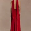 Vestido largo ajustado Juliet con pañuelo – Rubí Vestido largo ajustado Juliet con pañuelo – Rubí