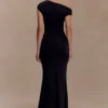 Vestido largo ajustado Kinsley con detalles metálicos – Negro