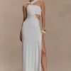 Vestido largo ajustado Lottie con abertura – Blanco Vestido largo ajustado Lottie con abertura – Blanco