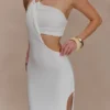 Vestido largo ajustado Lottie con abertura – Blanco Vestido largo ajustado Lottie con abertura – Blanco