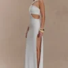 Vestido largo ajustado Lottie con abertura – Blanco Vestido largo ajustado Lottie con abertura – Blanco